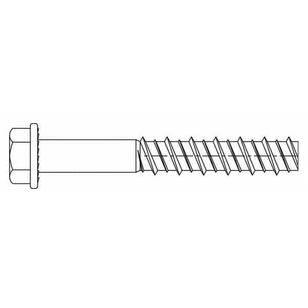 Tapcon LDT Concrete Screw, 1/2" Dia., Hex, 3" L, 410 Stainless Steel Zinc Plated, 25 PK