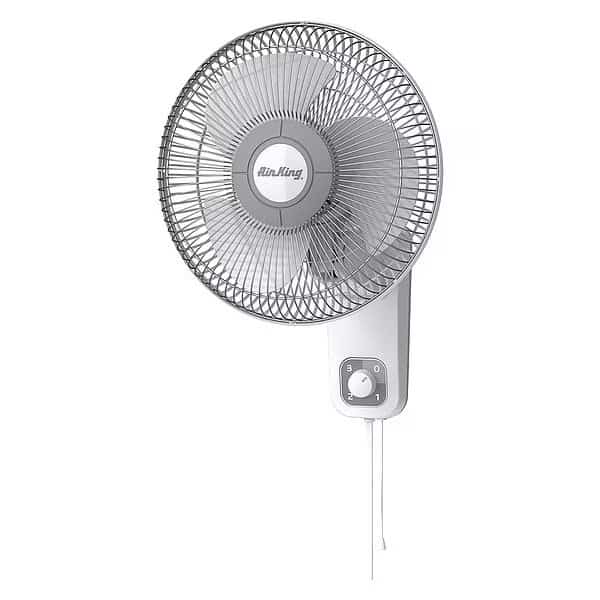 Wall Mount Fan, 12 in Oscillating, 3 Speeds, 120VAC, White