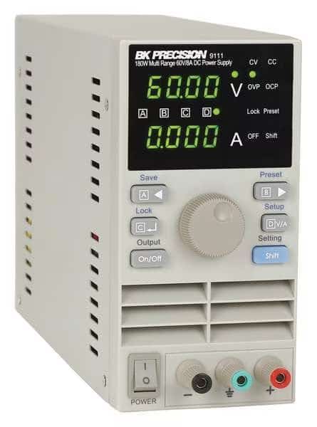 DC Power Supply, Digital, 60V, 8A, 7 in. H, B&K PRECISION, Mfr# 9111
