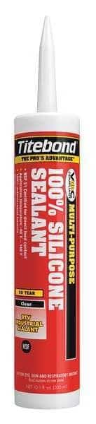 100% Silicone Sealant, 10 oz, Cartridge, Clear, Silicone Base
