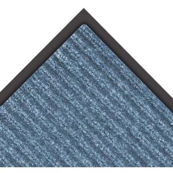 Entrance Mat, Indoor, Polypropylene, Ribbed Surface, Vinyl Back, 3/8 in Thick, 3 ft x 5 ft, Blue