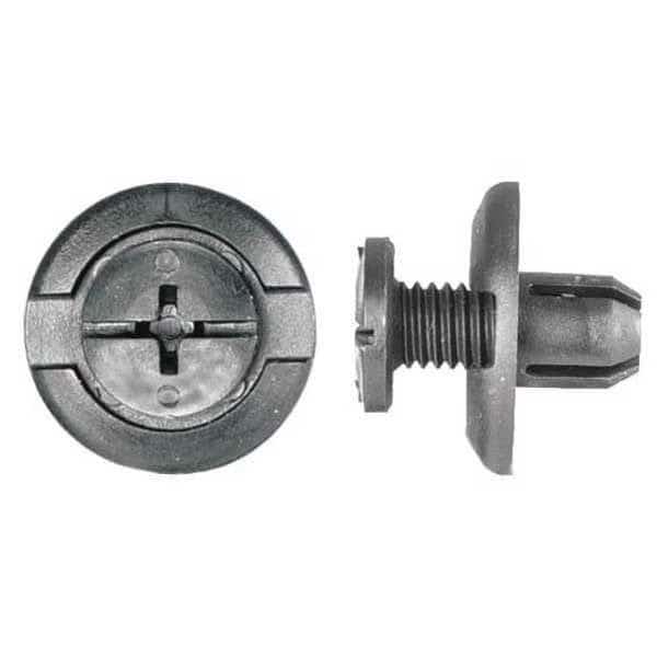 Push-In Rivet, Dome Head, 8 mm Dia., 9 mm L, Nylon Body, 10 PK