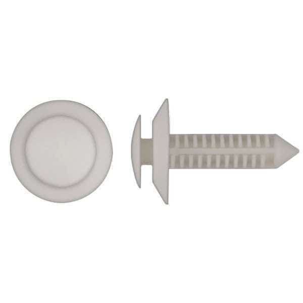 Push-In Rivet, Dome Head, 0.313 in Dia., 1 in L, Nylon Body, 50 PK