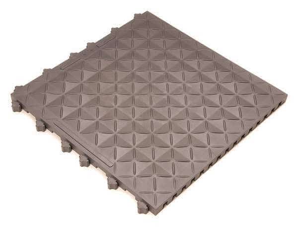 Interlocking Antifatigue Mat Tile, PVC, 18 in W x 18 in L, 1 in Thick, 10 PK
