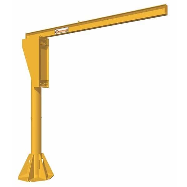 Jib Crane, Base Mounted, 6,000 lb Capacity, Height Under Span: 16 ft