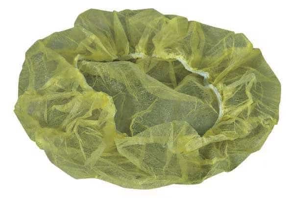 Bouffant Cap, Polypropylene, 24 in Dia., Yellow, L, 1000 PK