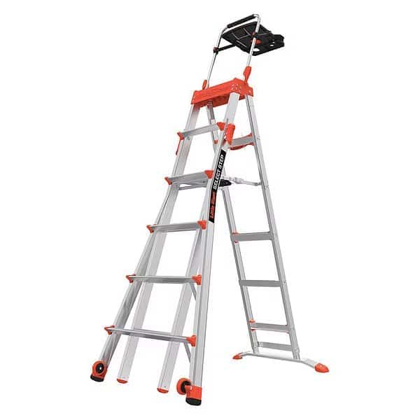 Adjustable Stepladder, Aluminum, 300 lb Load Capacity