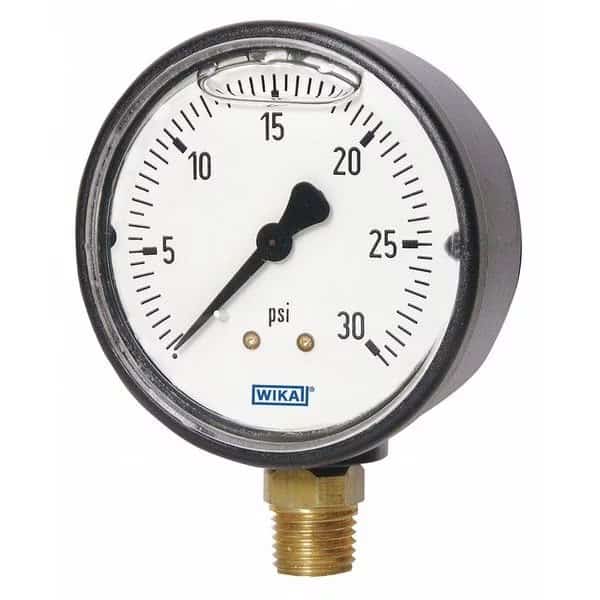 Commercial Pressure Gauge, 0 to 1,000 psi, 2 1/2 in Dial, 1/4 in NPT, Bottom Location