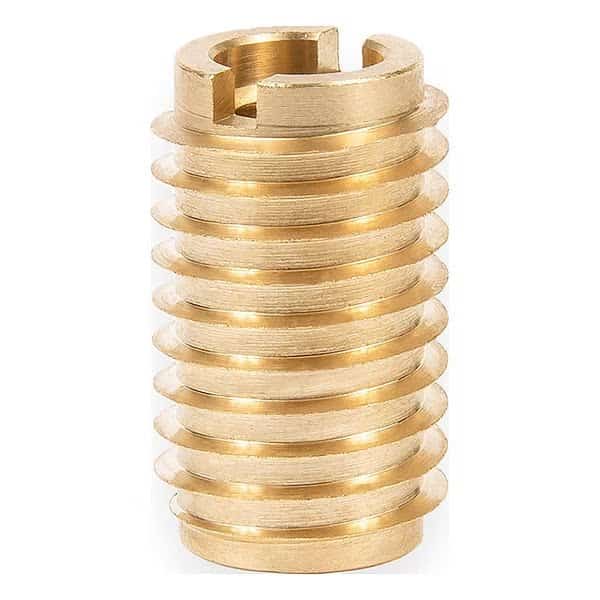 Knife Thread Insert, 5/16"-18 Int Thrd Sz, 1 in L, 1/2 in Dia., Brass, Plain, 10 PK