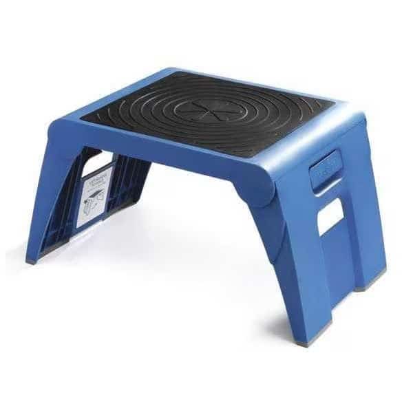 Folding Step, 1 Steps, 300 lb Load Capacity, 9 1/2 in Overall Height, Plastic, Blue