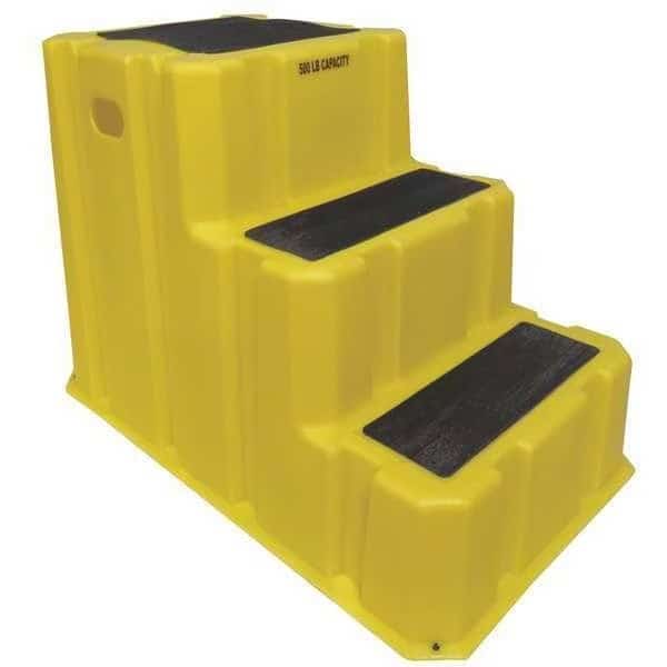Step Stand, 3 Steps, 500 lb Load Capacity, 29 in Overall Height, Polyethylene, Yellow
