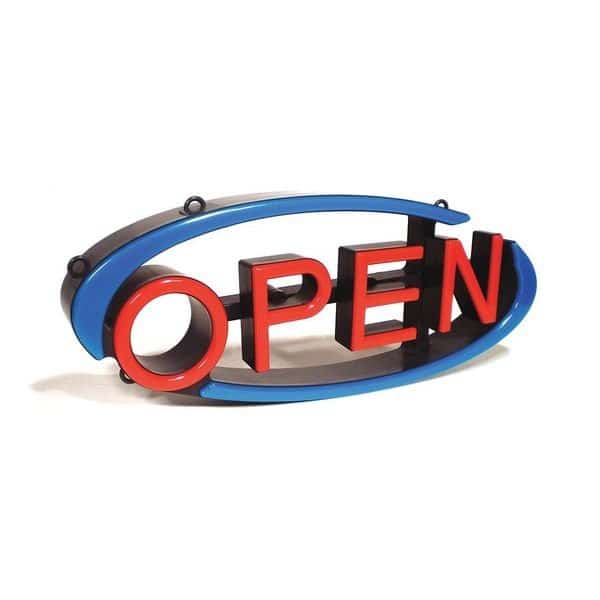 LED Open Sign, Red/Blue, 2 3/4 in W, 9 in H