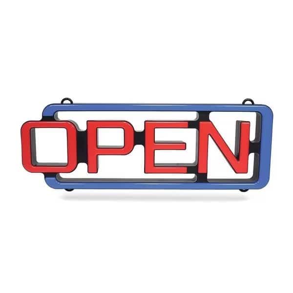 LED Open Sign, Red/Blue, 2 13/64 in W, 7 51/64 in H