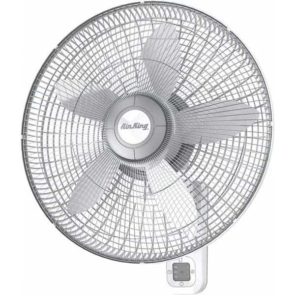 18" Blade Dia Wall Mount Fan, Oscillating, 3 Speeds, 120VAC, Remote Control