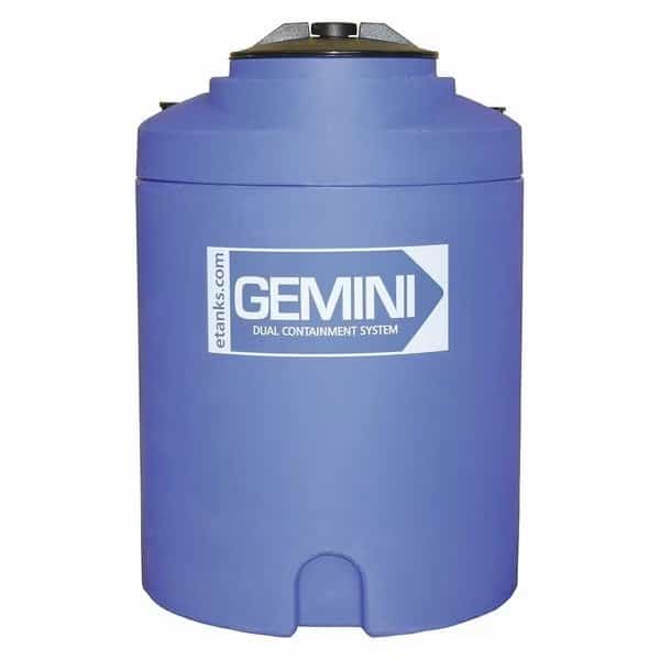 GeminiDual Containment Storage Tank, Double Wall, Vertical, Cylindrical, LDPE 1.5, Blue, 15 Gal