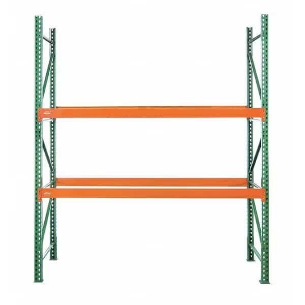 Pallet Rack Starter Unit, Teardrop, Roll Formed Style, 10 ft H, 102 in W, 48 in D, Green/Orange
