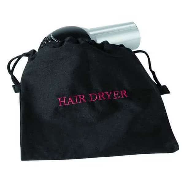 Hair Dryer Bag, 12x12In, Black, Cotton/Poly