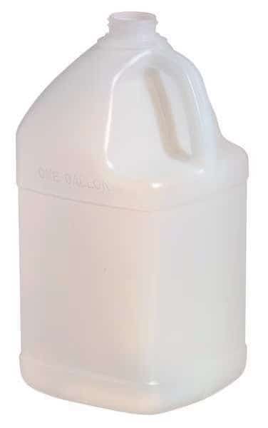 Jug, 3.84 L Capacity - mL, 1 gal Capacity - oz, Screw On Closure, HDPE, Blow Molded Handle, White