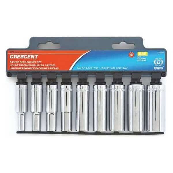 9 Piece 3/8" Drive 6 Point Deep SAE Socket Set
