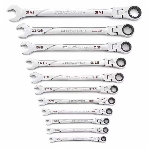 11 Piece 120XP Universal Spline XL Flex Head Ratcheting Combination SAE Wrench Set