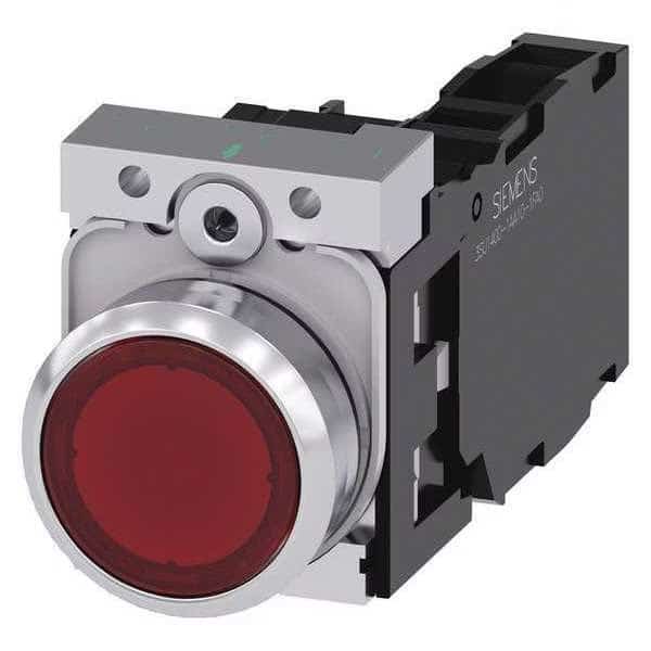 Illuminated Push Button, Red, 22mm, LED, Siemens, Mfr#: 3SU1152-0AB20-1FA0