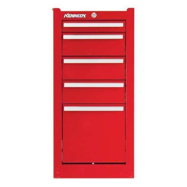 K1800 Series Side Cabinet, 5 Drawer, Red, Steel, 13-1/2 in W x 18 in D x 29 in H