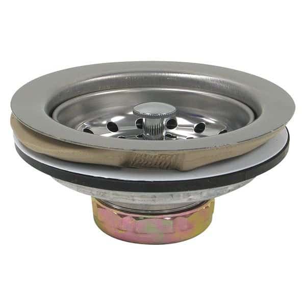 Sink Strainer, 4-1/2" L, Zinc/Plastic
