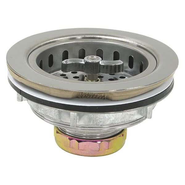 Sink Strainer, Chrome, 4-1/2" L, Threaded