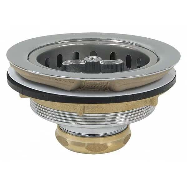 SinkStrainer, D1-1/2", Brass, Plstic, Chrome