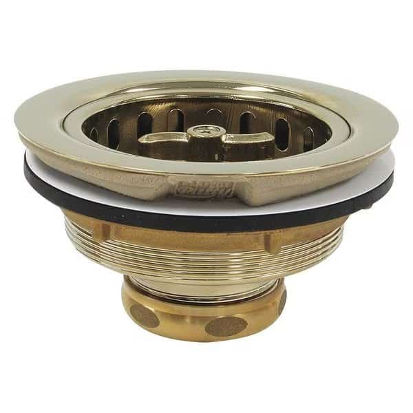 Sink Strainer, 5" L, Brass/Plastic