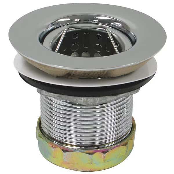 Sink Strainer, Chrome, 3-1/2"L, Zinc/Rubber, PERFECT PUTTY, Mfr# 59-3060