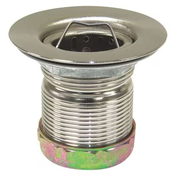 Sink Strainer, 3-1/2" L, Zinc/Rubber