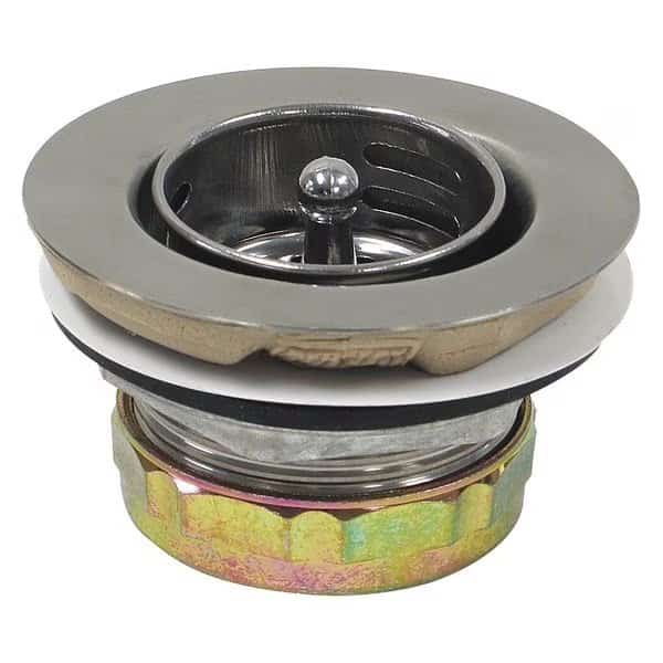 Sink Strainer, Chrome, 3" L, Zinc/Rubber