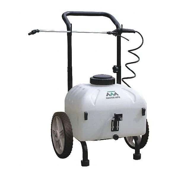 9 gal Broadcast Lawn Sprayer, 50 in Coverage, 12V Rechargable Battery, 2 hr Per Charge, Master Mfg, Mfr#: PCD-E3-009B-MM