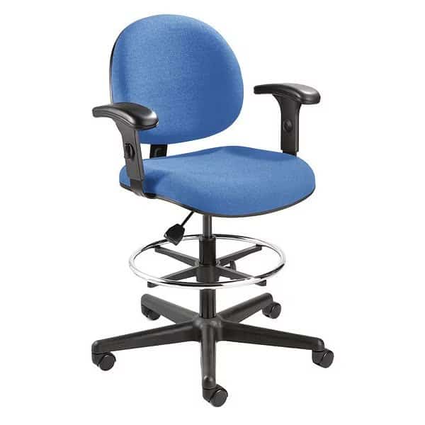 Drafting Chair Drafting Chair, Adjustable Arms, 24" to 34" Height, Fabric, Royal Blue