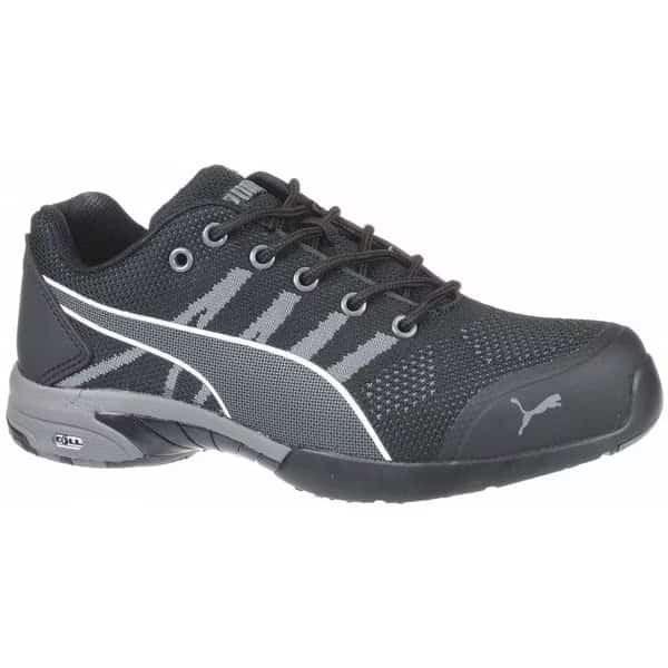 Women's Athletic Shoe, Steel Toe, Mesh Upper, Rubber Outsole, Lace Up, Black, 6 C