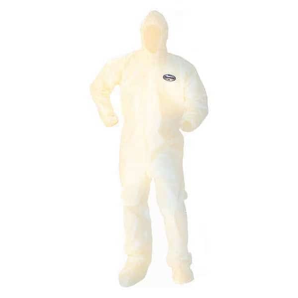 Disposable Coverall, Hooded, 2XL, KleenGuard(TM) A80, Zipper, Elastic Cuff, Attached Boots Ankle