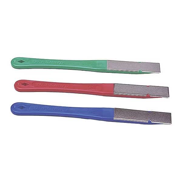 Hone Set, 7 in W, 3/4 in L, 3/16 in H, Diamond, 9, 25, 45 Grit, Blue/Green/Red