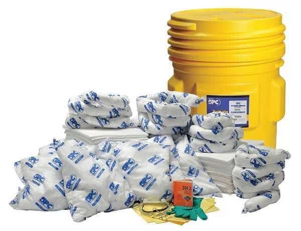 Spill Kit, 63 gal Volume Absorbed per Kit, 65 gal Capacity, Drum, Yellow