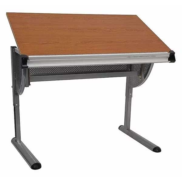 Adjustable Table, 45.25" W, 28.25" L, 47.75" H, Laminate Top, Red
