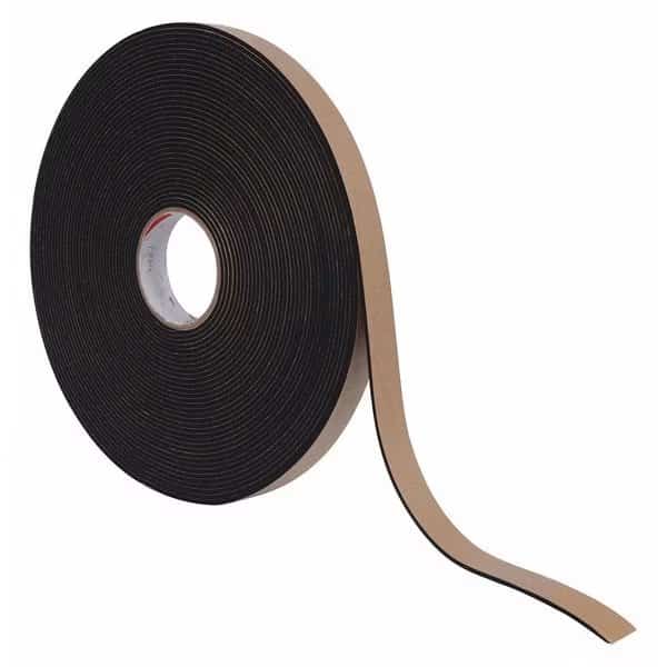Foam Strip, Water-Resistant Closed Cell, 1 in W, 25 ft L, 3/4 in Thick, Black
