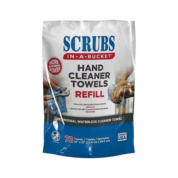 SCRUBS Hand Cleaning Towels Refill, 72 Wipes per Container, Packet, Aloe, Citrus, 10 in x 12 in