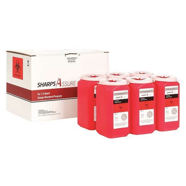 Sharps Container, 18 gal., Red, Snap Lid