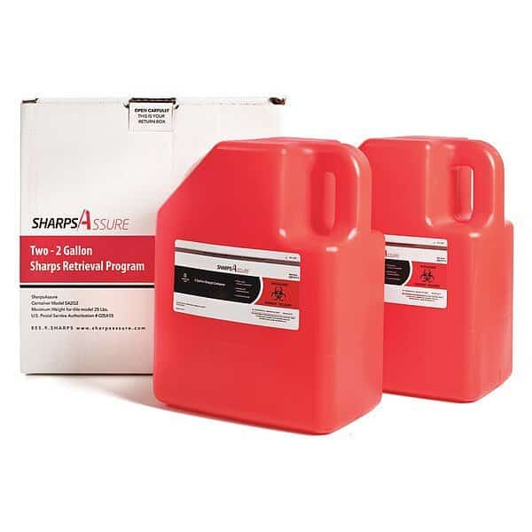 Sharps Container, 28 gal., Red, Snap Lid