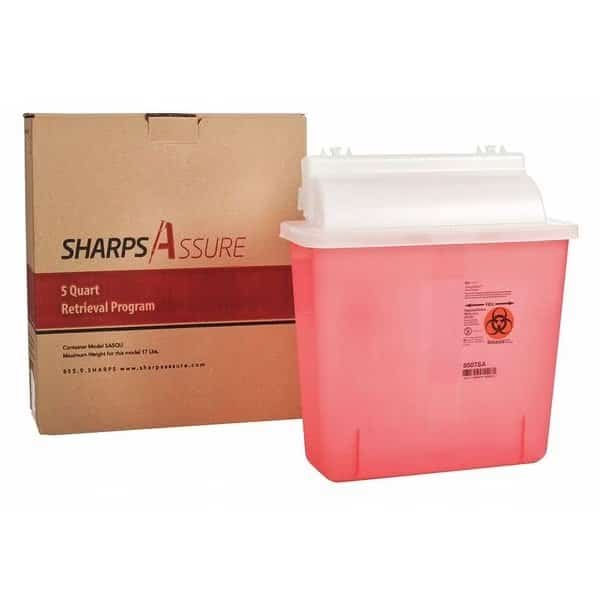 Sharps Container, 28 gal., Red, Snap Lid