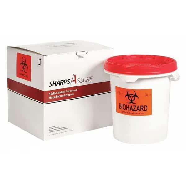 Sharps Container, 3/8 gal., Red, Snap Lid