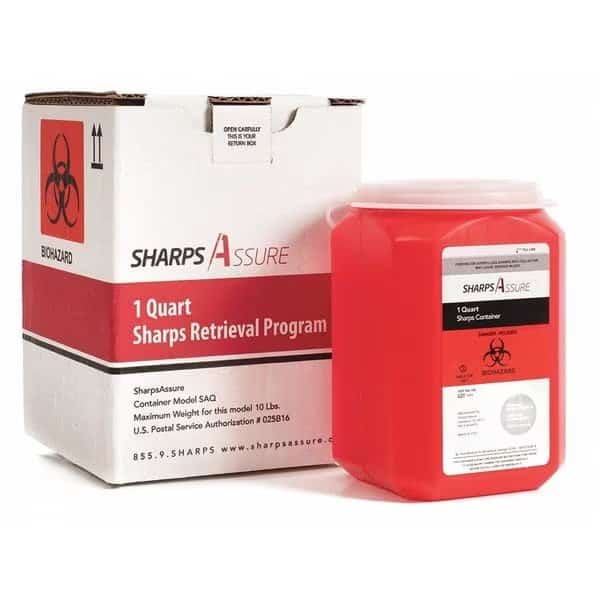 Sharps Container, 1/4 gal., White, Snap Lid