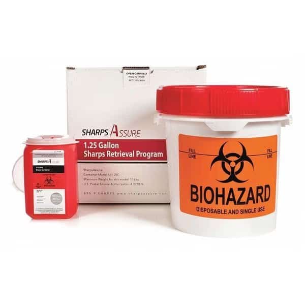 Sharps Container, 2 gal., Red, Snap Lid
