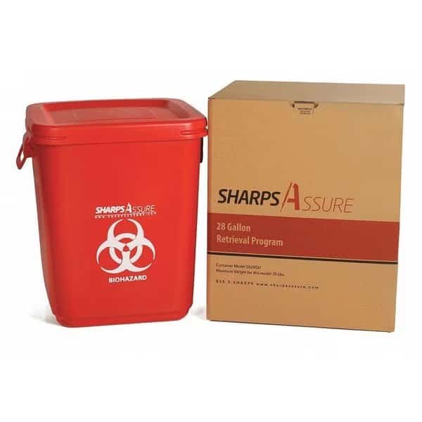 Sharps Container, 1-1/4 gal., Red, Snap Lid