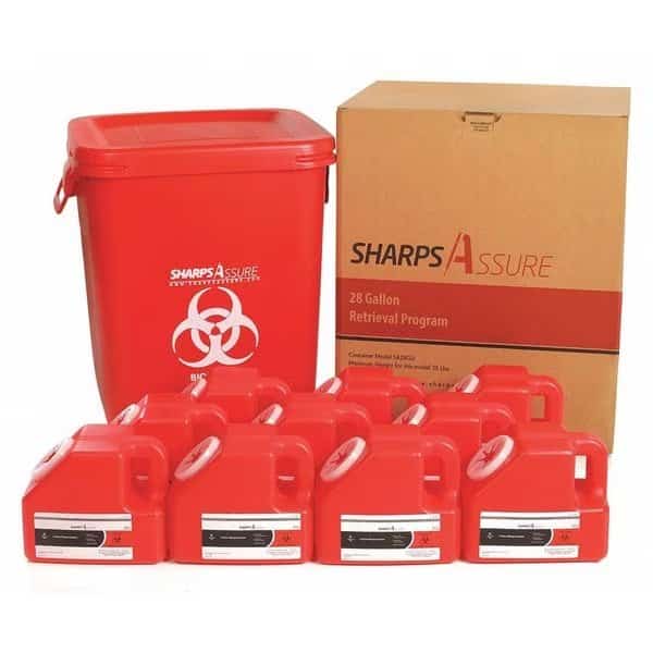 Sharps Container, 1-1/4 gal., Red, Snap Lid